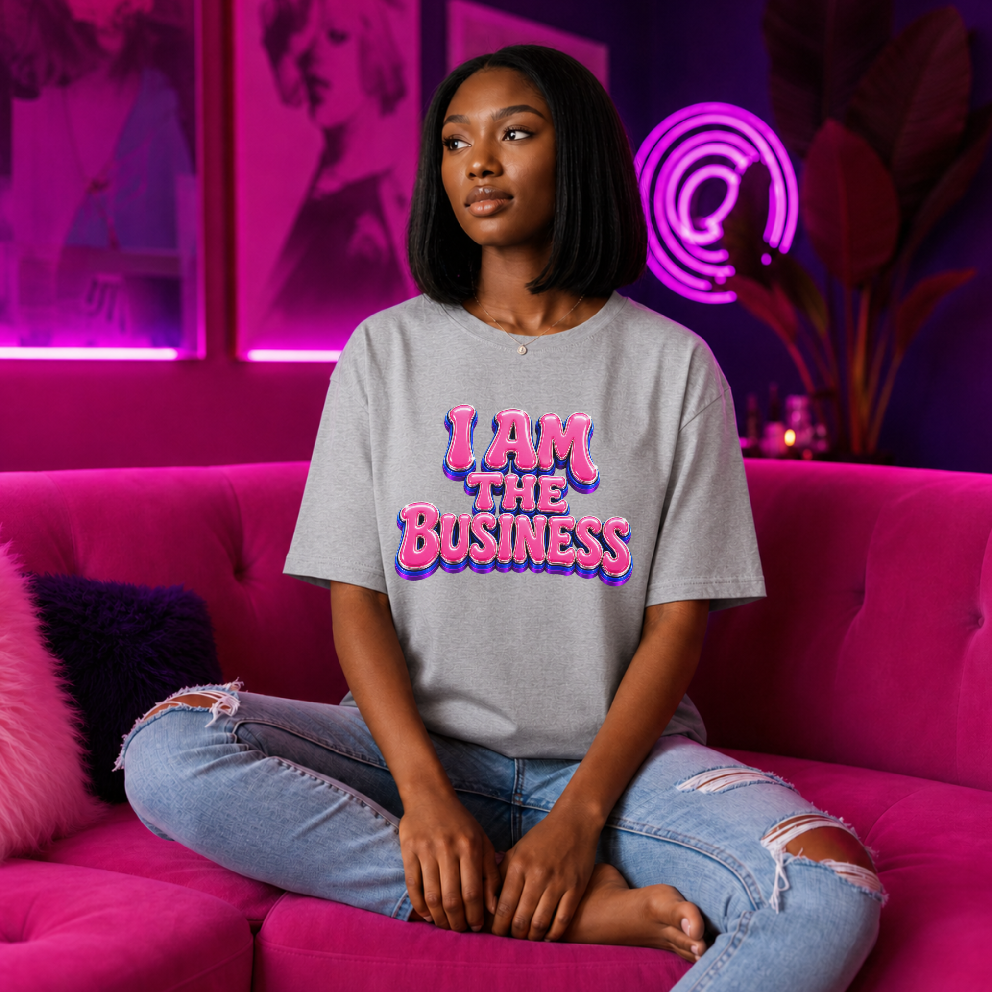 I Am The Business Graphic Tee featured custom mockup in Consulting Karma branding