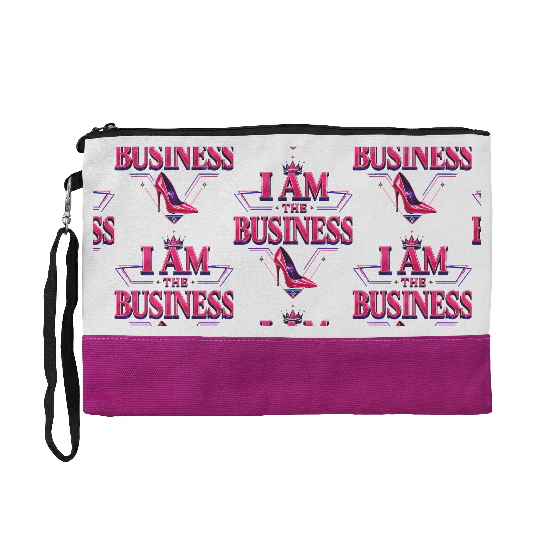 Thermochromic Cosmetic Bag with I Am The Business pink design